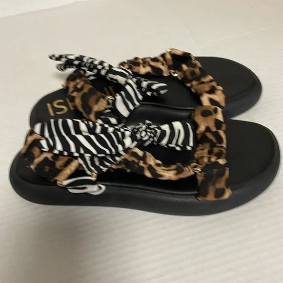 NWT River Island black animal print bow strap sandals size 8 - Picture 3 of 5